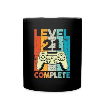 Level 21 Complete Gaming Birthday - Full Colour Mug - black - Front