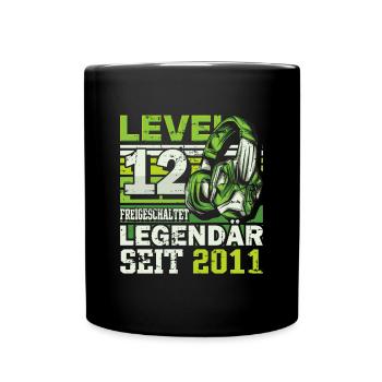 Level 12 freigeschaltet legendär seit 2011 - Tasse einfarbig - Schwarz - Vorne