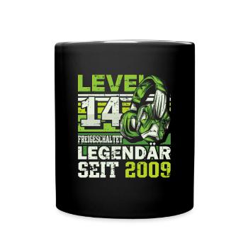 Level 14 freigeschaltet legendär seit 2009 - Tasse einfarbig - Schwarz - Vorne