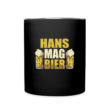 Hans mag Bier Name Geburtstag - Tasse einfarbig - Schwarz - Vorne
