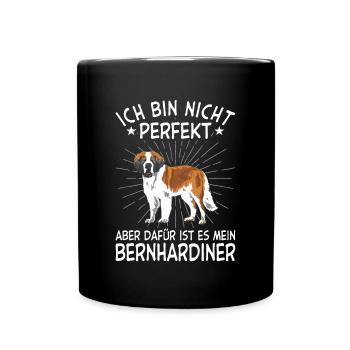 Bernhardiner Geschenk Hunde - Tasse einfarbig - Schwarz - Vorne