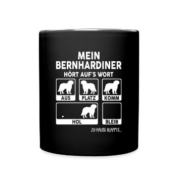 Bernhardiner Geschenk Hunde - Tasse einfarbig - Schwarz - Vorne