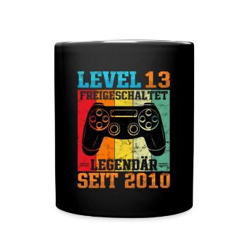 Gaming Geburtstag 2010 Level 13 - Tasse einfarbig - Schwarz - Vorne