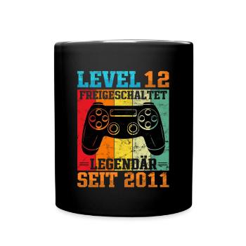 Gaming Geburtstag 2011 Level 12 - Tasse einfarbig - Schwarz - Vorne