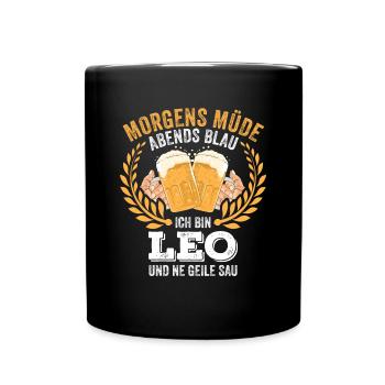 Leo Vorname Name Geburtstag Bier saufen - Tasse einfarbig - Schwarz - Vorne