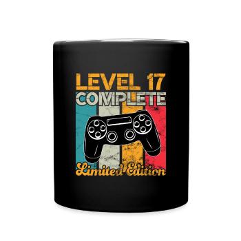 Level 17 complete Gaming Geburtstag - Tasse einfarbig - Schwarz - Vorne