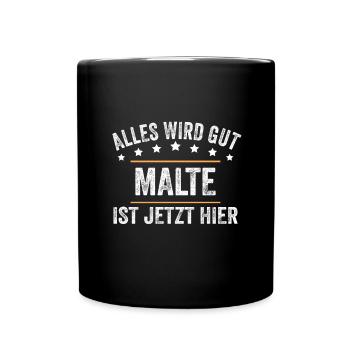 Malte Vorname Name Geburtstag - Tasse einfarbig - Schwarz - Vorne