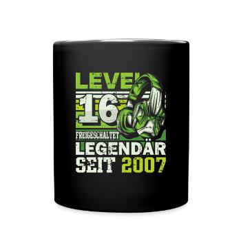 Level 16 freigeschaltet legendär seit 2007 - Tasse einfarbig - Schwarz - Vorne