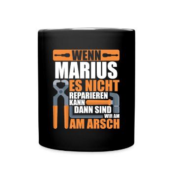 Vorname Marius Name Geburtstag Geschenk - Tasse einfarbig - Schwarz - Vorne