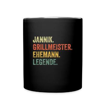 Jannik Grillmeister Husband First Name Grilling - Full Colour Mug - black - Front