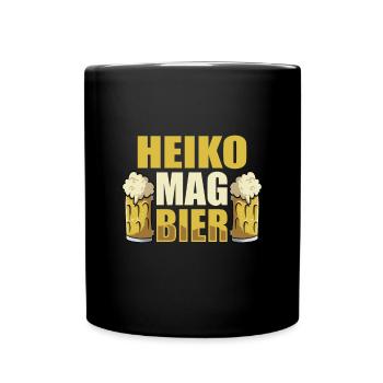 Heiko mag Bier Name Geburtstag - Tasse einfarbig - Schwarz - Vorne