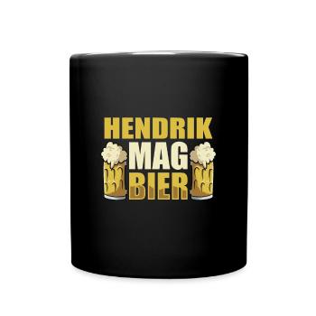 Hendrik mag Bier Name Geburtstag - Tasse einfarbig - Schwarz - Vorne