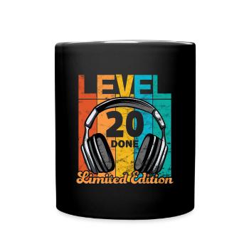 Gaming Geburtstag 20 Jahre Level 20 Complete - Tasse einfarbig - Schwarz - Vorne