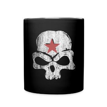 Schädel Totenkopf Stern - Tasse einfarbig - Schwarz - Vorne