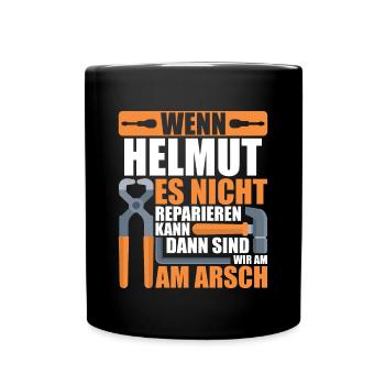 Vorname Helmut Name Geburtstag Geschenk - Tasse einfarbig - Schwarz - Vorne