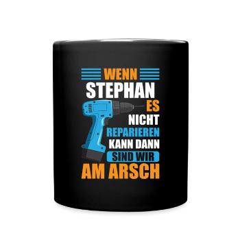 Stephan Vorname Name Geburtstag Reparieren - Tasse einfarbig - Schwarz - Vorne