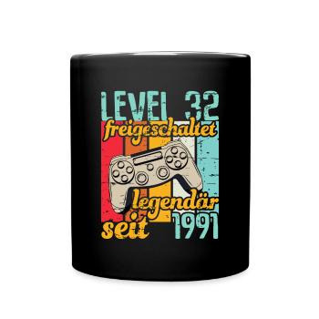 Level 32 freigeschaltet legendär seit 1991 - Tasse einfarbig - Schwarz - Vorne