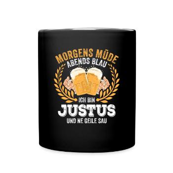 Justus First Name Name Birthday Beer drinking - Full Colour Mug - black - Front