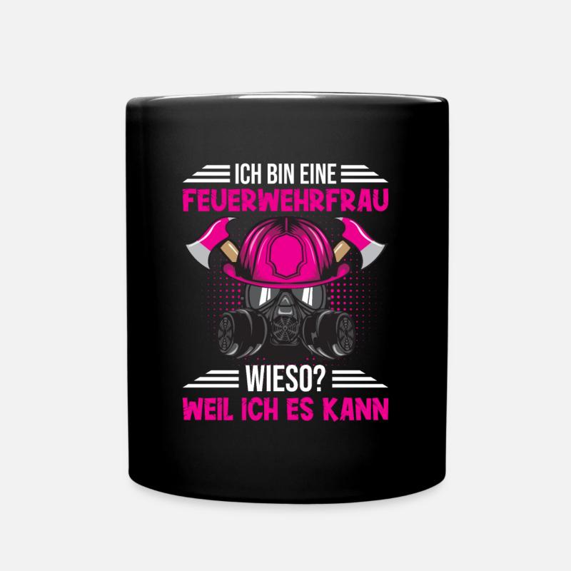 Feuerwehrfrau Feuerwehr Feuerwehrmann Mama - Tasse einfarbig - Schwarz
