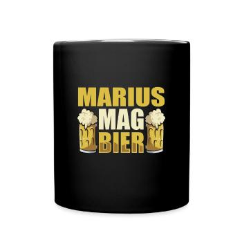 Marius mag Bier Name Geburtstag - Tasse einfarbig - Schwarz - Vorne