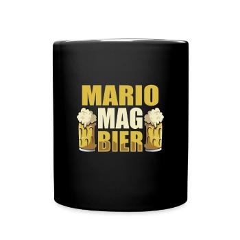 Mario mag Bier Name Geburtstag - Tasse einfarbig - Schwarz - Vorne