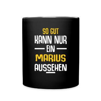 Marius Vorname Name Geburtstag - Tasse einfarbig - Schwarz - Vorne