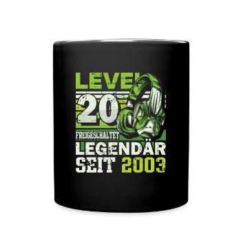 Level 20 freigeschaltet legendär seit 2003 - Tasse einfarbig - Schwarz - Vorne