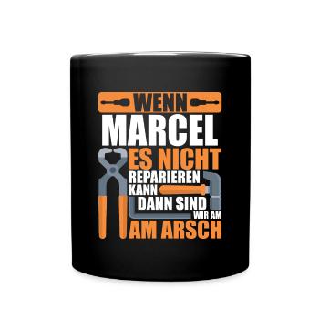 Vorname Marcel Name Geburtstag Geschenk - Tasse einfarbig - Schwarz - Vorne