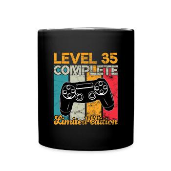 Level 35 complete Gaming Geburtstag - Tasse einfarbig - Schwarz - Vorne