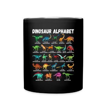 Mein Dinosaurier Alphabet Kinder Arten Dino A-Z - Tasse einfarbig - Schwarz - Vorne