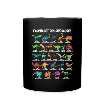 Mein Dinosaurier Alphabet Kinder Arten Dino A-Z - Tasse einfarbig - Schwarz - Vorne