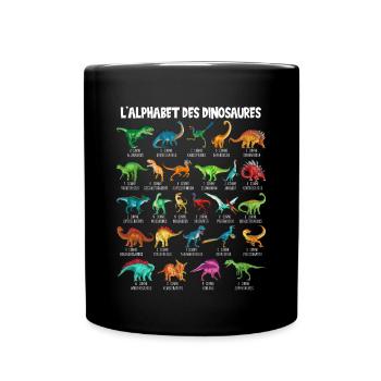 Mein Dinosaurier Alphabet Kinder Arten Dino A-Z - Tasse einfarbig - Schwarz - Vorne