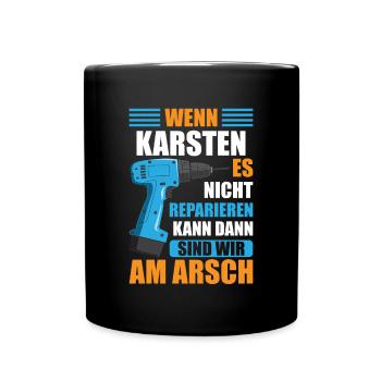 Karsten Vorname Name Geburtstag Reparieren - Tasse einfarbig - Schwarz - Vorne
