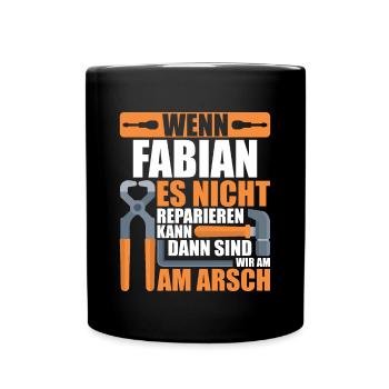 Vorname Fabian Name Geburtstag Geschenk - Tasse einfarbig - Schwarz - Vorne