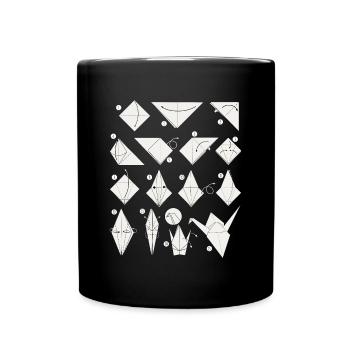 Origami Japanese Art Folding Crane Paper - Full Colour Mug - black - Front