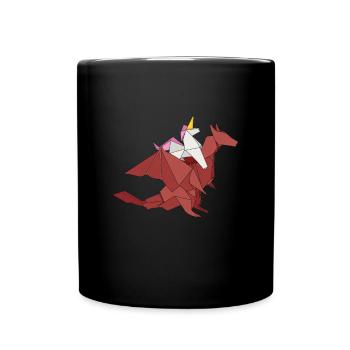 Origami Japanese Art Folding Crane Paper - Full Colour Mug - black - Front