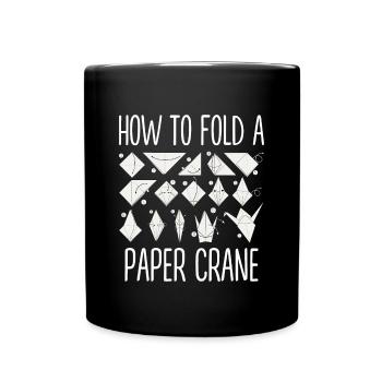 Origami Japanese Art Folding Crane Paper - Full Colour Mug - black - Front