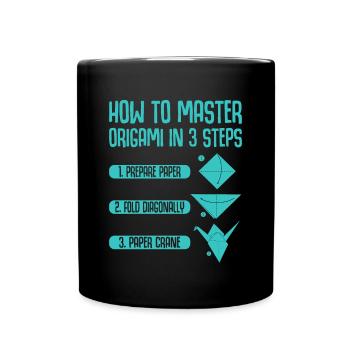 Origami Japanese Art Folding Crane Paper - Full Colour Mug - black - Front