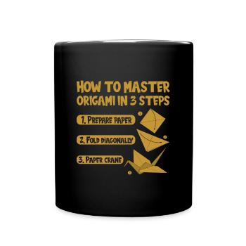 Origami Japanese Art Folding Crane Paper - Full Colour Mug - black - Front