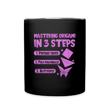 Origami Japanese Art Folding Crane Paper - Full Colour Mug - black - Front