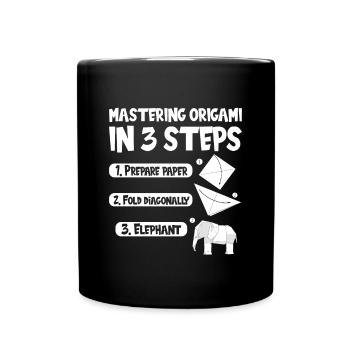 Origami Japanese Art Folding Crane Paper - Full Colour Mug - black - Front