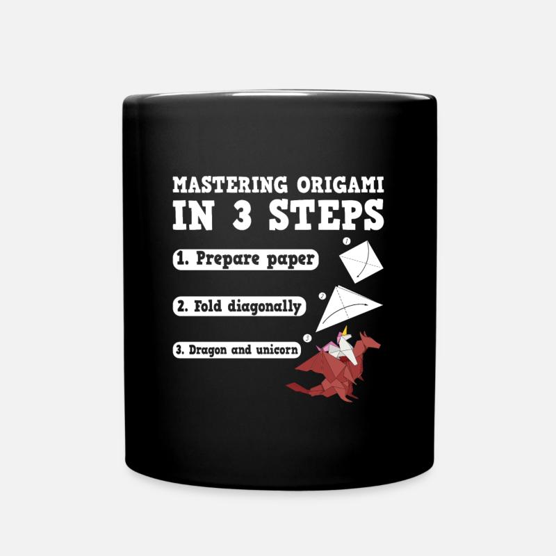 Origami Japanische Kunst Faltender Kranich Papier - Tasse einfarbig - Schwarz