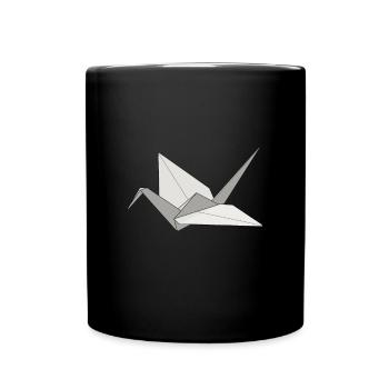Origami Japanese Art Folding Crane Paper - Full Colour Mug - black - Front