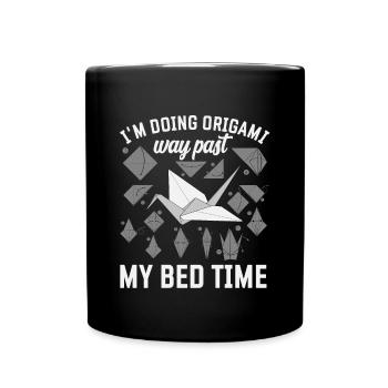 Origami Japanese Art Folding Crane Paper - Full Colour Mug - black - Front