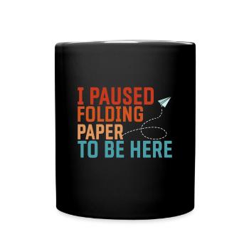 Origami Japanese Art Folding Crane Paper - Full Colour Mug - black - Front