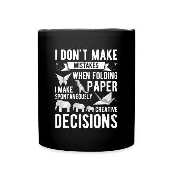 Origami Japanese Art Folding Crane Paper - Full Colour Mug - black - Front