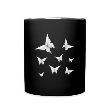 Origami Japanese Art Folding Crane Paper - Full Colour Mug - black - Front
