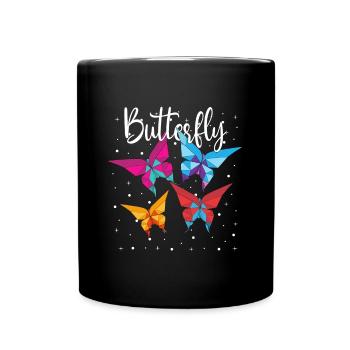 Origami Japanese Art Folding Crane Paper - Full Colour Mug - black - Front