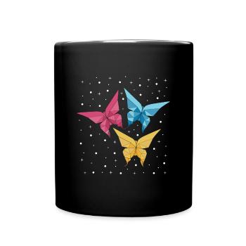 Origami Japanese Art Folding Crane Paper - Full Colour Mug - black - Front