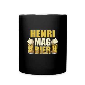 Henri mag Bier Name Geburtstag - Tasse einfarbig - Schwarz - Vorne